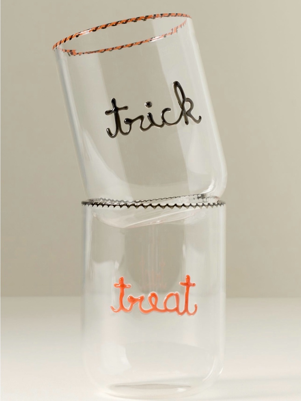 Anthropologie Love Notes Halloween Trick & Treat Juice Glasses, Set of 2
